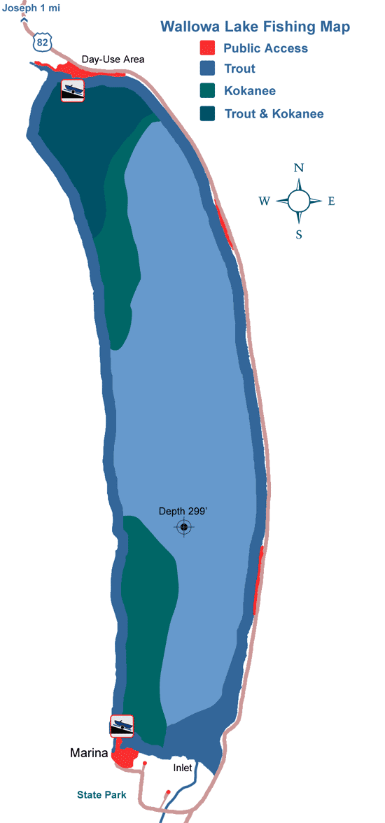 Wallowa Lake Fishing Map